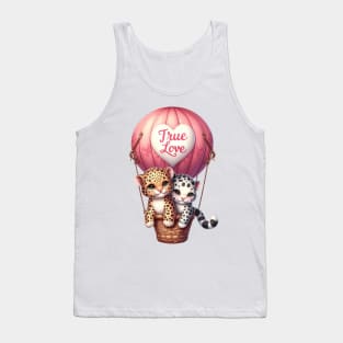 Valentine Leopard Couple On Hot Air Balloon Tank Top